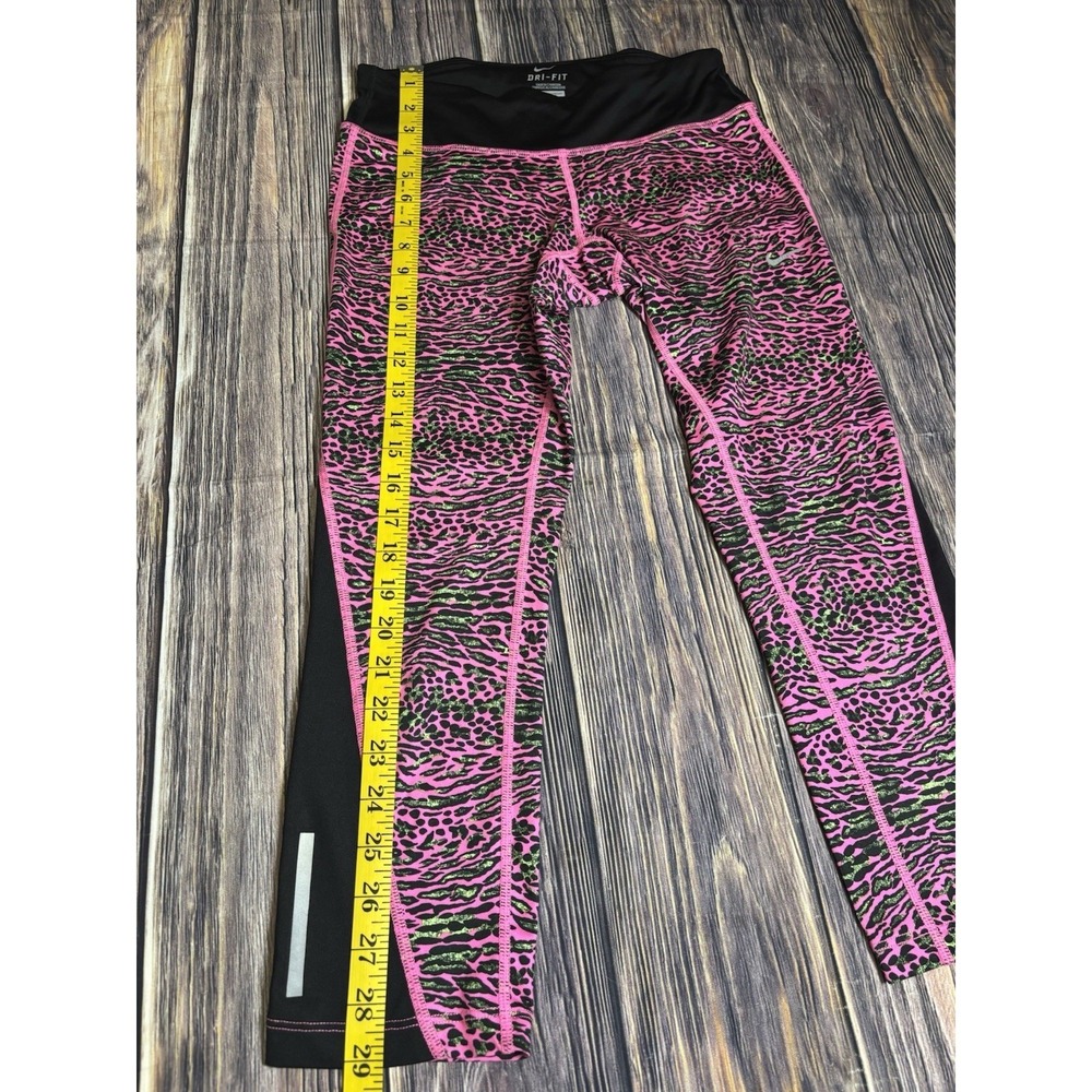 Nike Dri-FIT Womens S Pink Animal Print Running Leggings Workout Crop Pants - Picture 4 of 15